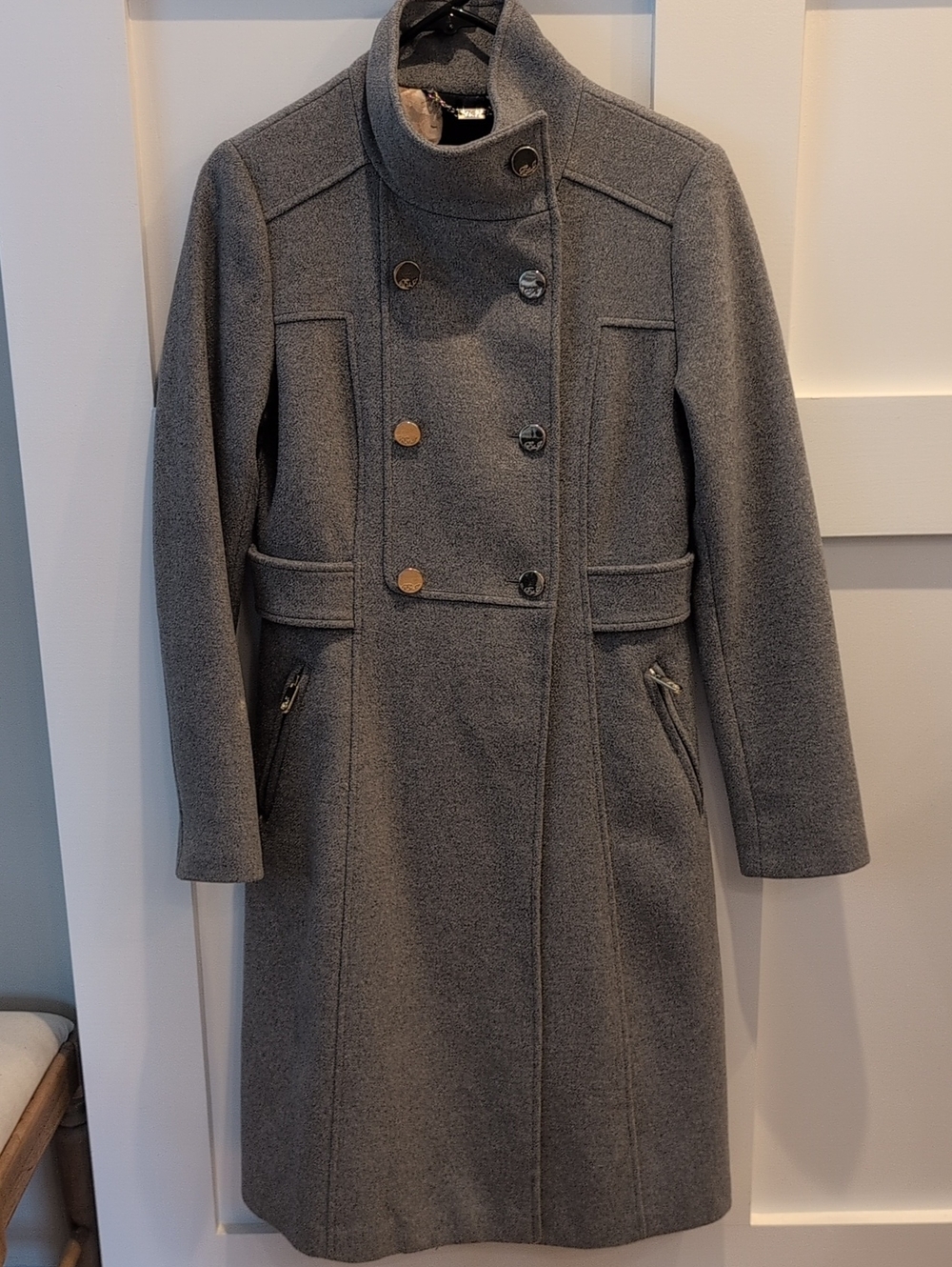 Eliza J Gray Double-Breasted Wool Pea Coat